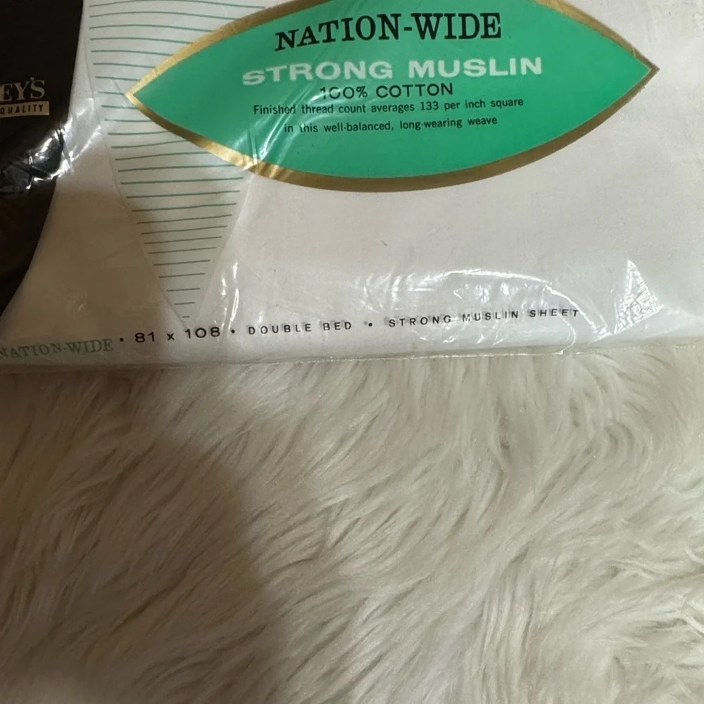 Vintage Penney’s Nation-Wide Strong Muslin 100% cotton sheet White New